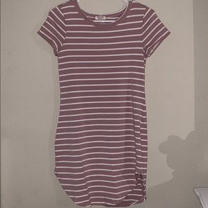 Purple-Rosey and White Stripped Dress